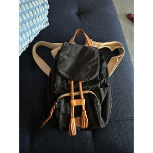 Dooney & Bourke designer mini leather trimmed backpack black and tan